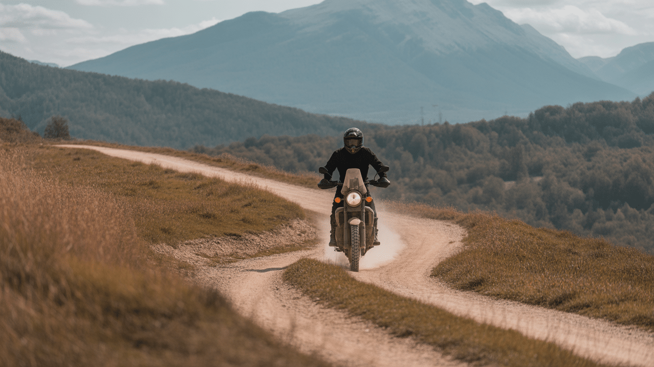 motocycliste aventure paysage montagne